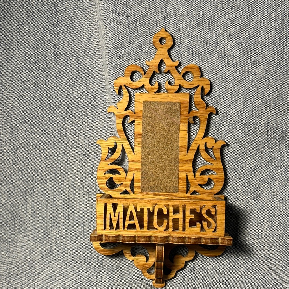 Ornate Wooden Wall Match Holder